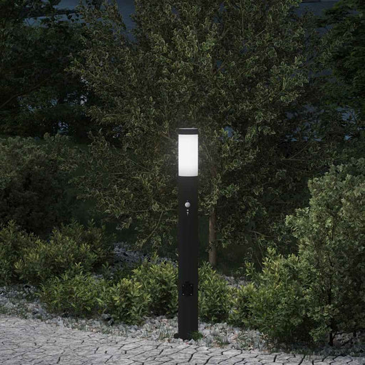 vidaXL Bollard Light with Sensor&Outlet 80 cm Stainless Steel IP44