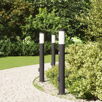 vidaXL Bollard Lights with Sensor&Outlet 3pcs 80 cm Stainless Steel IP44