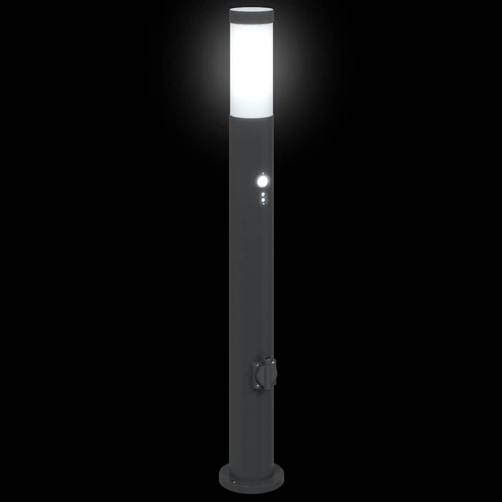 vidaXL Bollard Lights with Sensor&Outlet 3pcs 80 cm Stainless Steel IP44