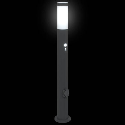 vidaXL Bollard Lights with Sensor&Outlet 3pcs 80 cm Stainless Steel IP44