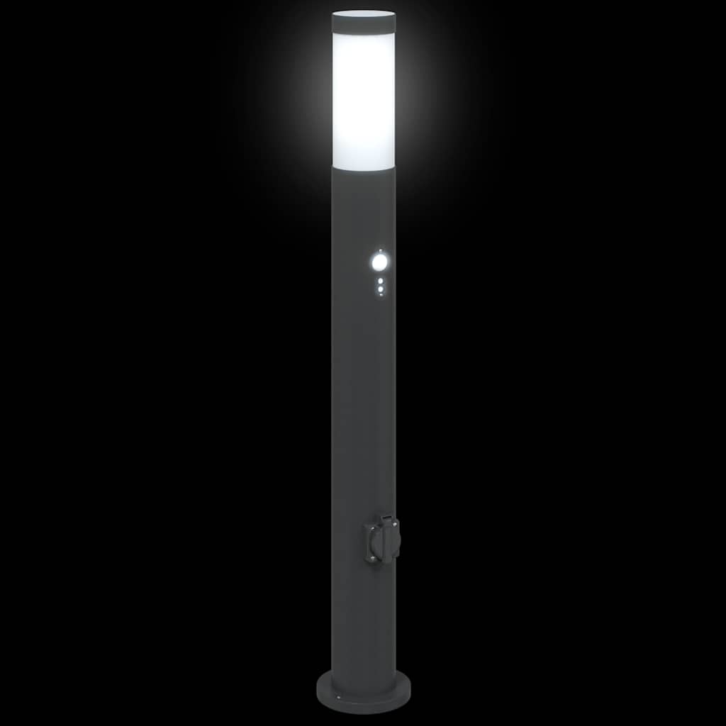 vidaXL Bollard Lights with Sensor&Outlet 3pcs 80 cm Stainless Steel IP44