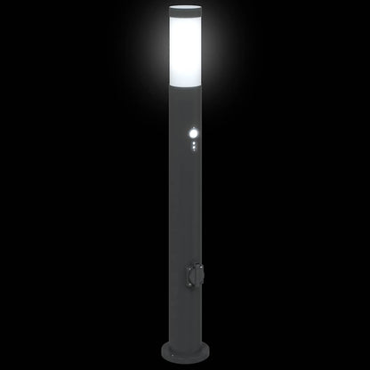 vidaXL Bollard Lights with Sensor&Outlet 3pcs 80 cm Stainless Steel IP44