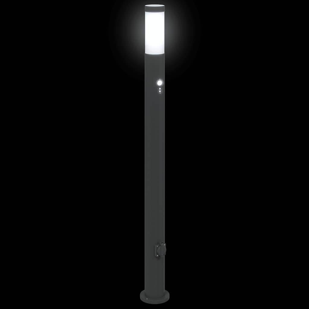 vidaXL Bollard Light with Sensor&Outlet 110 cm Stainless Steel IP44