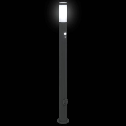 vidaXL Bollard Light with Sensor&Outlet 110 cm Stainless Steel IP44