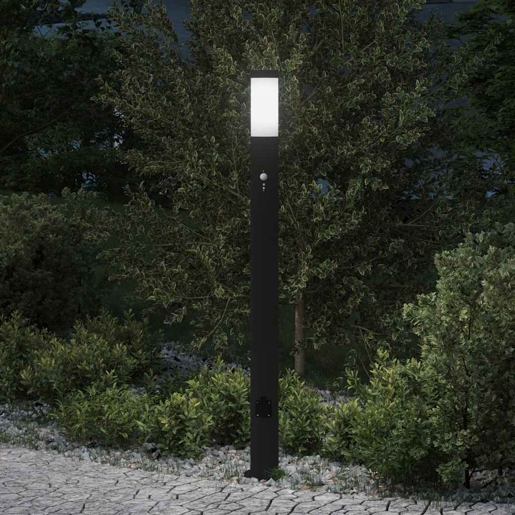 vidaXL Bollard Light with Sensor&Outlet 110 cm Stainless Steel IP44