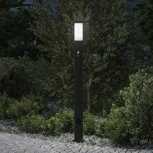 vidaXL Bollard Light with Sensor&Outlet 110 cm Stainless Steel IP44
