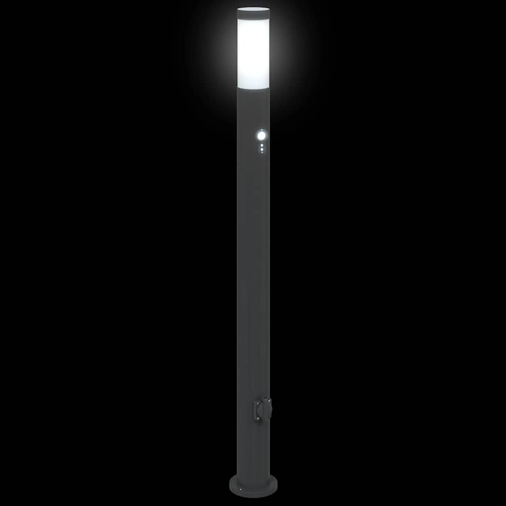 vidaXL Bollard Lights with Sensor&Outlet 3pcs 110 cm Stainless Steel IP44