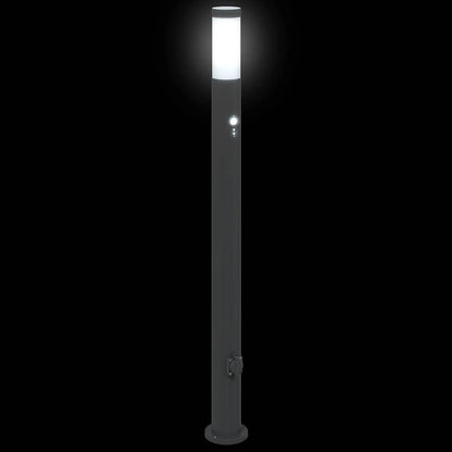 vidaXL Bollard Lights with Sensor&Outlet 3pcs 110 cm Stainless Steel IP44