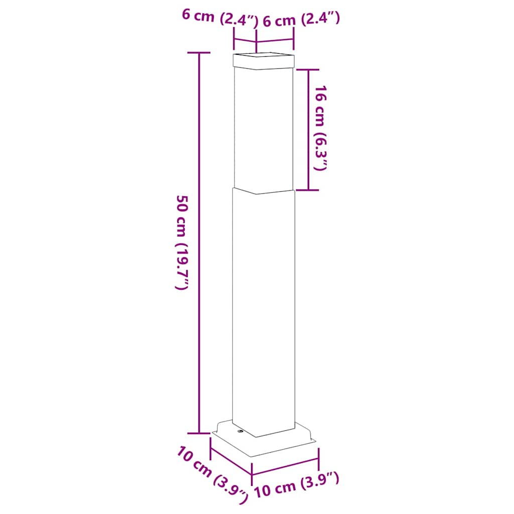 vidaXL Bollard Light 50 cm Stainless Steel IP44