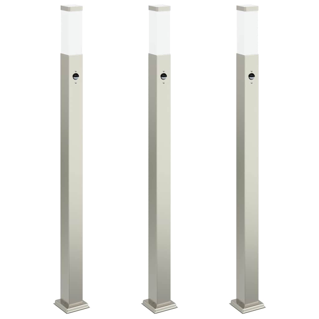 vidaXL Bollard Lights with Sensor 3 pcs 110 cm Stainless Steel IP44