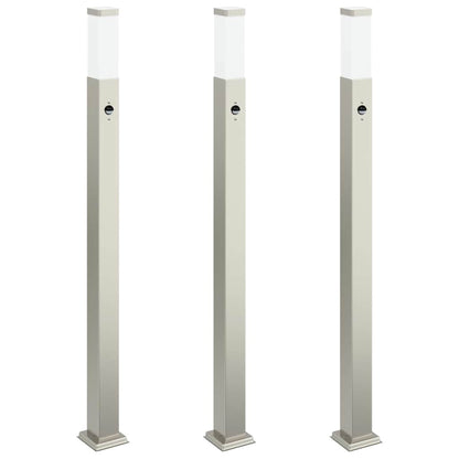 vidaXL Bollard Lights with Sensor 3 pcs 110 cm Stainless Steel IP44