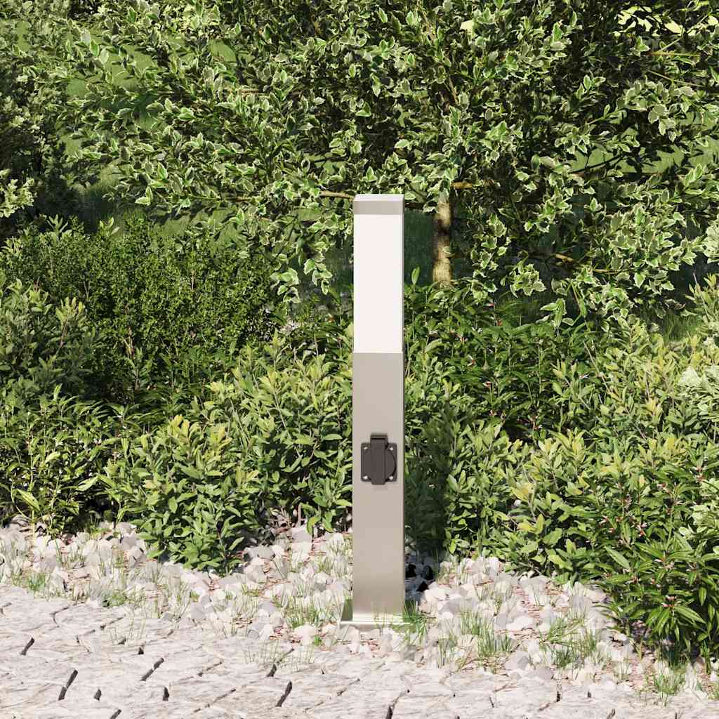 vidaXL Bollard Light with Outlet 50 cm Stainless Steel IP44