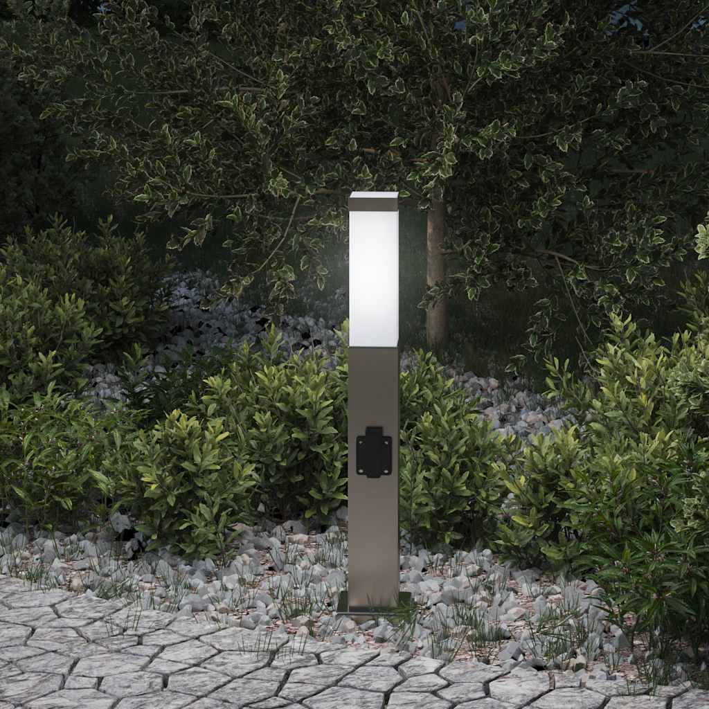vidaXL Bollard Light with Outlet 50 cm Stainless Steel IP44