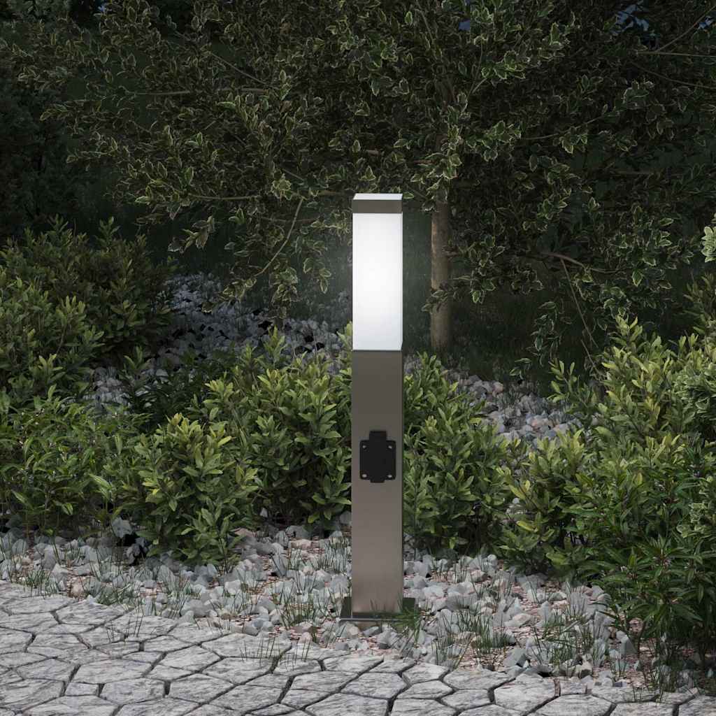 vidaXL Bollard Light with Outlet 50 cm Stainless Steel IP44