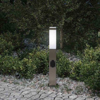 vidaXL Bollard Light with Outlet 50 cm Stainless Steel IP44