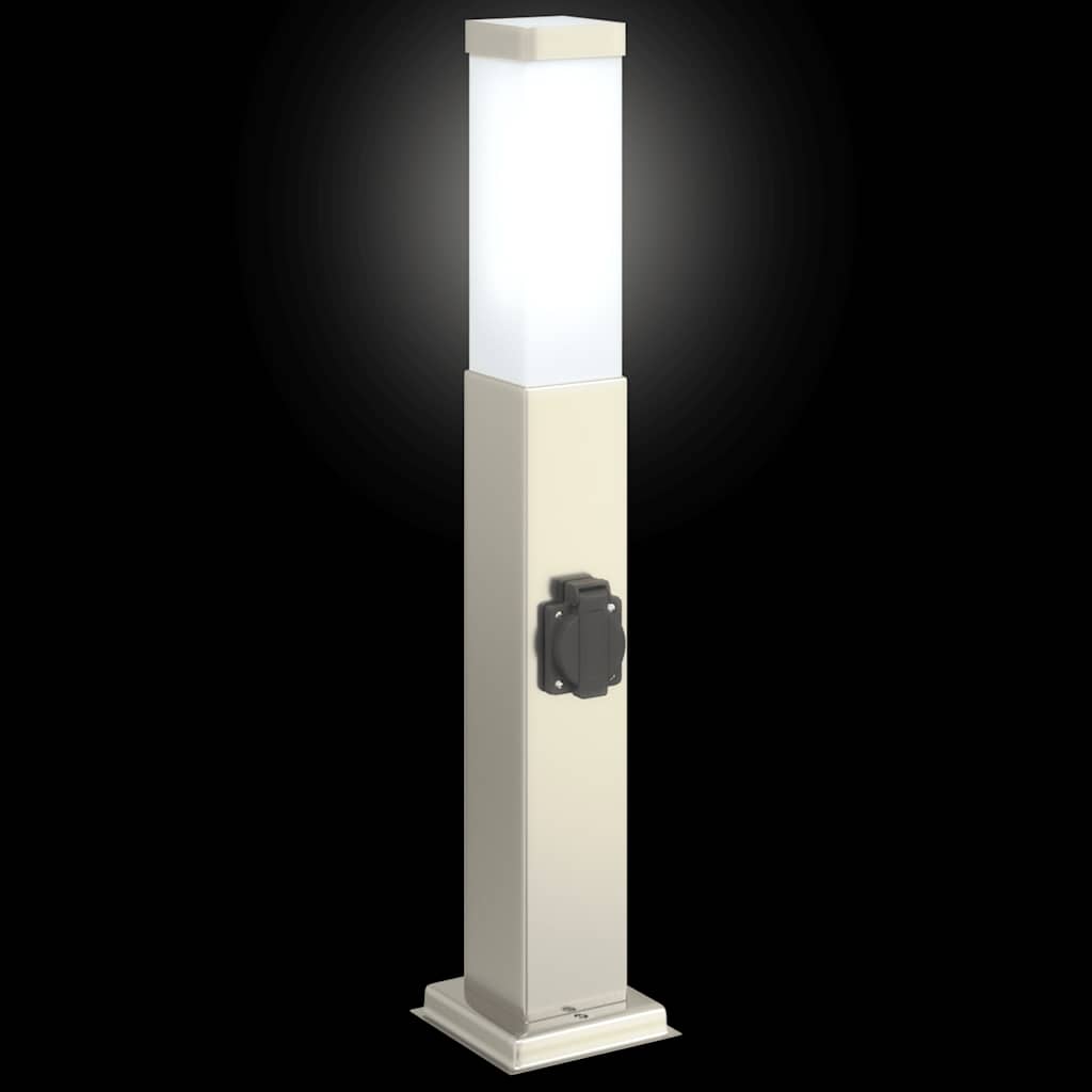 vidaXL Bollard Lights with Outlet 3 pcs 50 cm Stainless Steel IP44