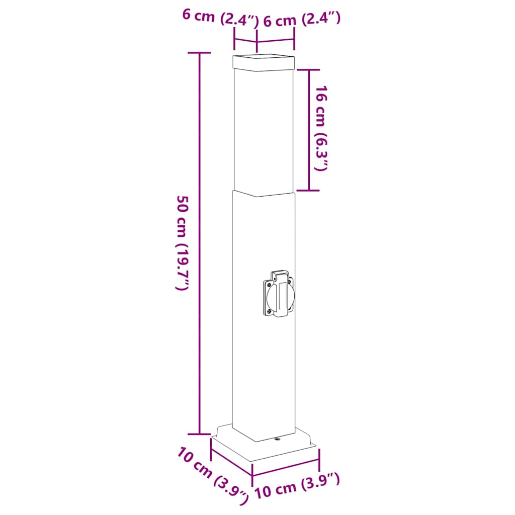 vidaXL Bollard Lights with Outlet 3 pcs 50 cm Stainless Steel IP44