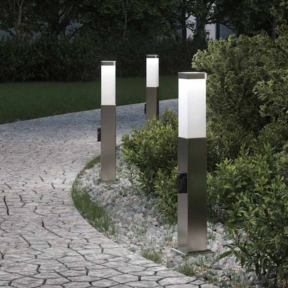 vidaXL Bollard Lights with Outlet 3 pcs 50 cm Stainless Steel IP44