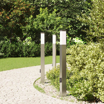 vidaXL Bollard Lights with Outlet 3 pcs 80 cm Stainless Steel IP44