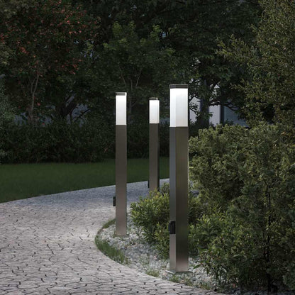 vidaXL Bollard Lights with Outlet 3 pcs 80 cm Stainless Steel IP44