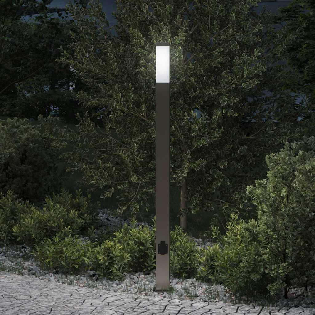 vidaXL Bollard Light with Outlet 110 cm Stainless Steel IP44