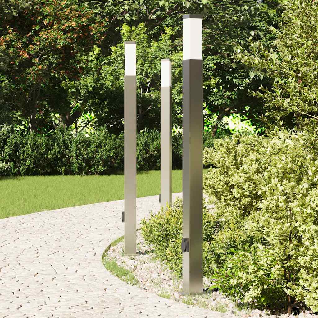 vidaXL Bollard Lights with Outlet 3 pcs 110 cm Stainless Steel IP44