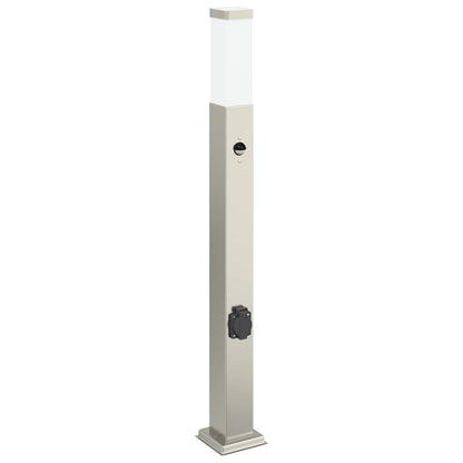 vidaXL Bollard Light with Sensor&Outlet 80 cm Stainless Steel IP44