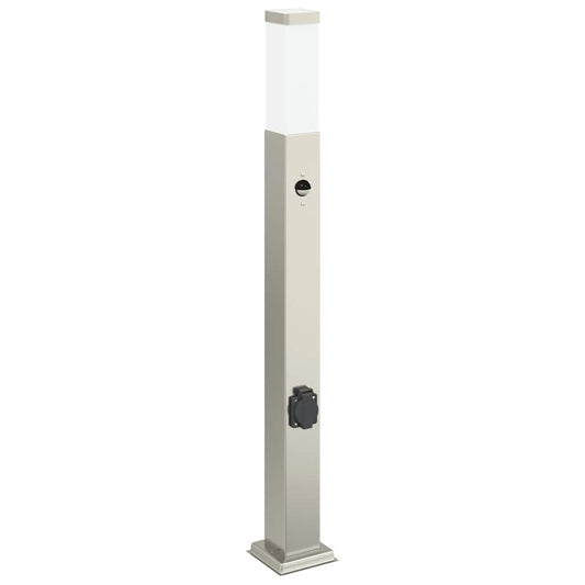 vidaXL Bollard Light with Sensor&Outlet 80 cm Stainless Steel IP44