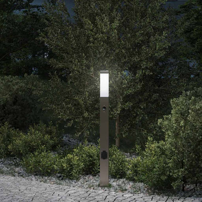 vidaXL Bollard Light with Sensor&Outlet 80 cm Stainless Steel IP44