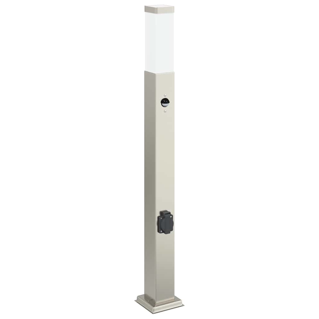 vidaXL Bollard Lights with Sensor&Outlet 3 pcs 80 cm Stainless Steel IP44