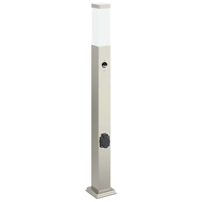 vidaXL Bollard Lights with Sensor&Outlet 3 pcs 80 cm Stainless Steel IP44