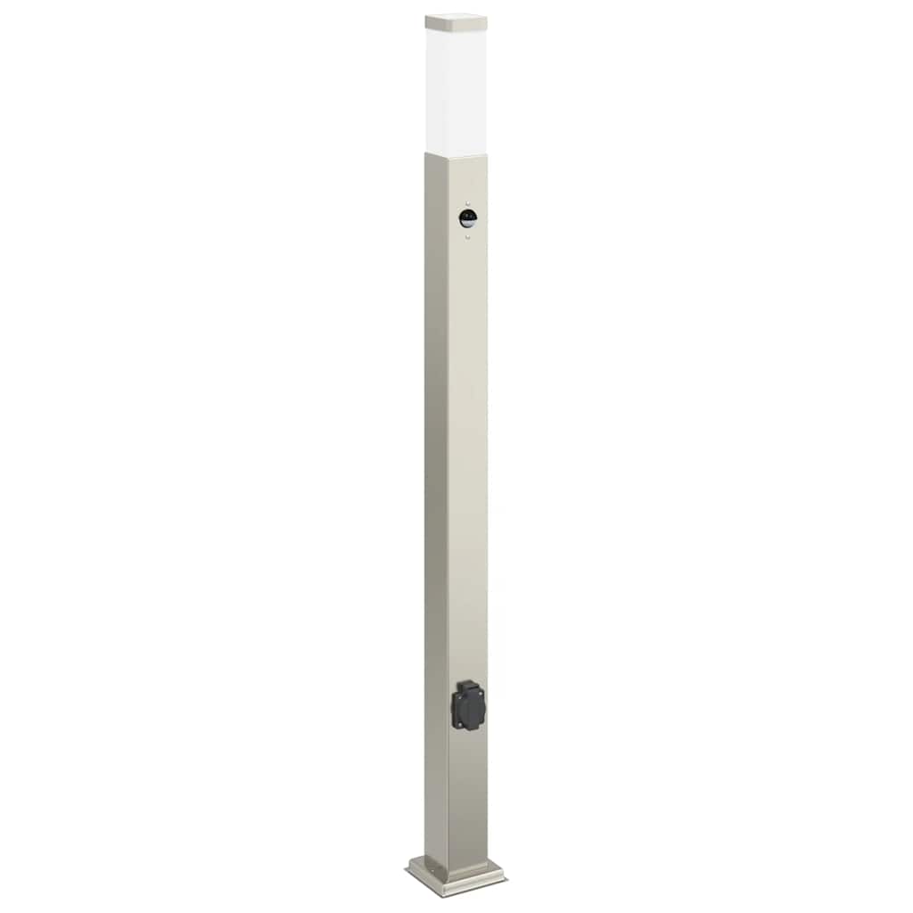 vidaXL Bollard Light with Sensor&Outlet 110 cm Stainless Steel IP44