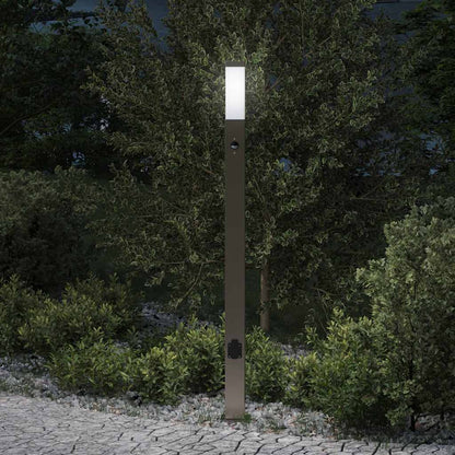 vidaXL Bollard Light with Sensor&Outlet 110 cm Stainless Steel IP44