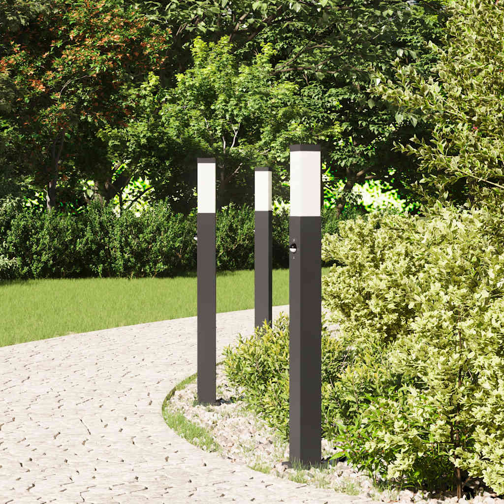 vidaXL Bollard Lights with Sensor 3 pcs 80 cm Black IP44