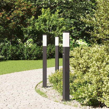 vidaXL Bollard Lights with Sensor 3 pcs 80 cm Black IP44