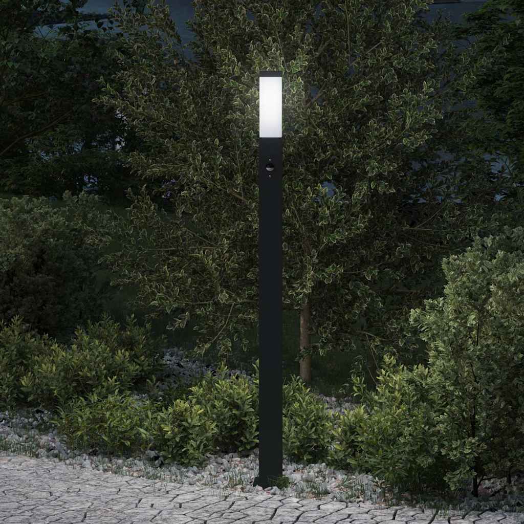 vidaXL Bollard Light with Sensor 110 cm Black IP44
