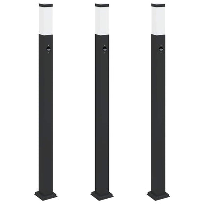 vidaXL Bollard Lights with Sensor 3 pcs 110 cm Black IP44