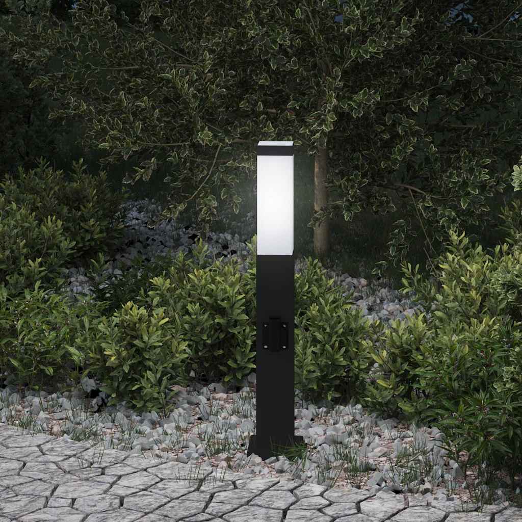 vidaXL Bollard Light with Outlet 50 cm Black IP44