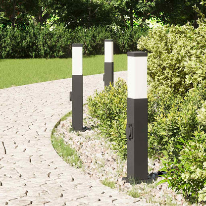 vidaXL Bollard Lights with Outlet 3 pcs 50 cm Black IP44
