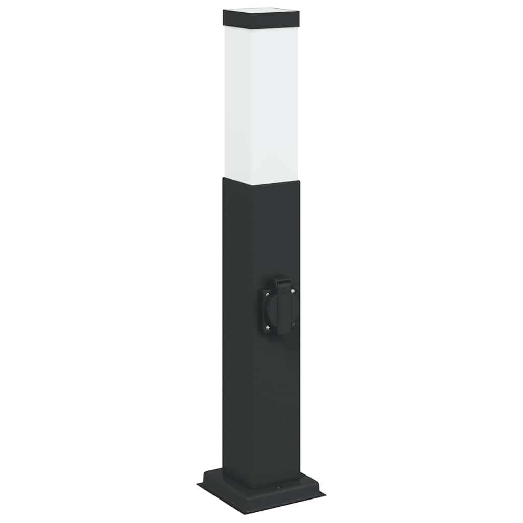 vidaXL Bollard Lights with Outlet 3 pcs 50 cm Black IP44