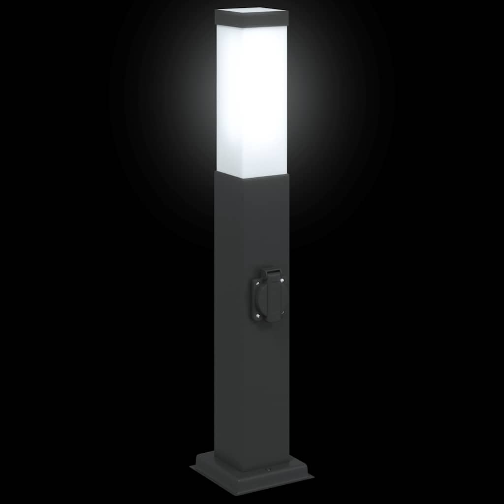 vidaXL Bollard Lights with Outlet 3 pcs 50 cm Black IP44