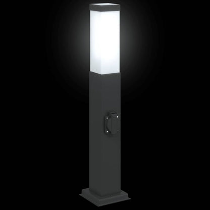 vidaXL Bollard Lights with Outlet 3 pcs 50 cm Black IP44