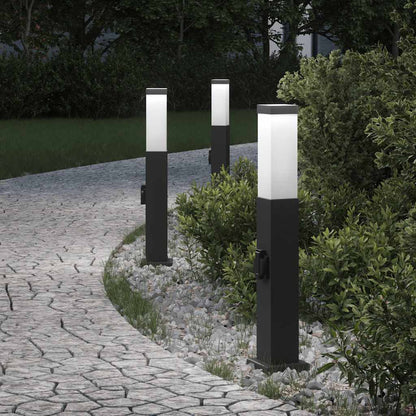 vidaXL Bollard Lights with Outlet 3 pcs 50 cm Black IP44