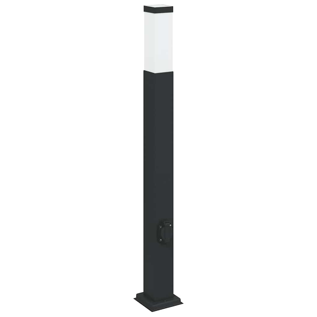vidaXL Bollard Lights with Outlet 3 pcs 80 cm Black IP44