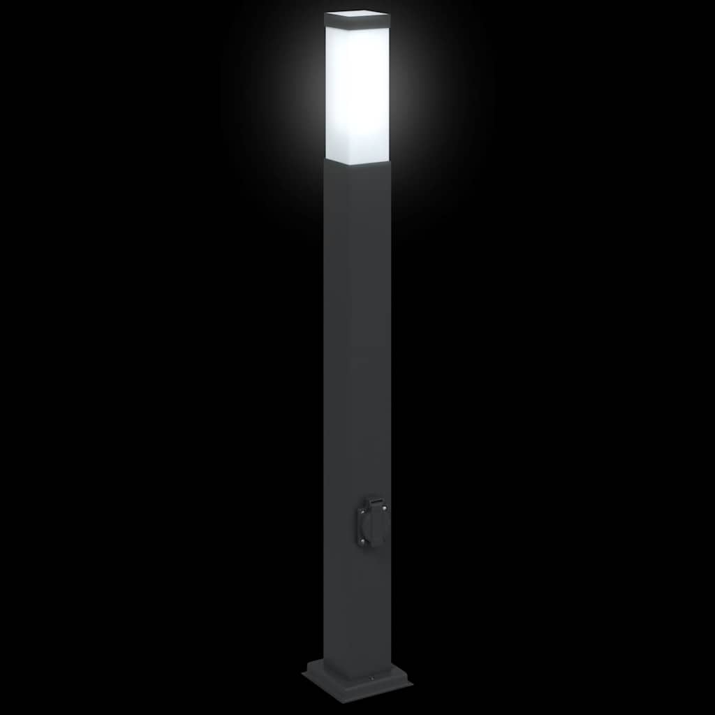 vidaXL Bollard Lights with Outlet 3 pcs 80 cm Black IP44