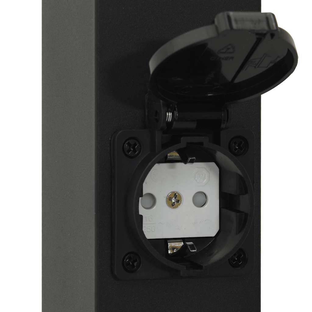 vidaXL Bollard Lights with Outlet 3 pcs 80 cm Black IP44