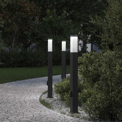 vidaXL Bollard Lights with Outlet 3 pcs 80 cm Black IP44