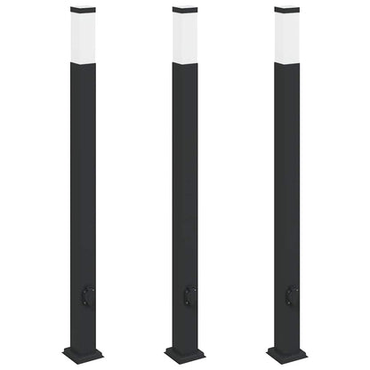 vidaXL Bollard Lights with Outlet 3 pcs 110 cm Black IP44