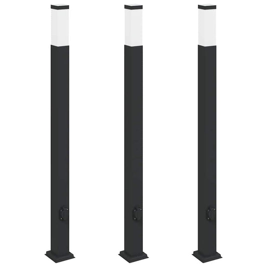 vidaXL Bollard Lights with Outlet 3 pcs 110 cm Black IP44