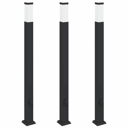 vidaXL Bollard Lights with Outlet 3 pcs 110 cm Black IP44